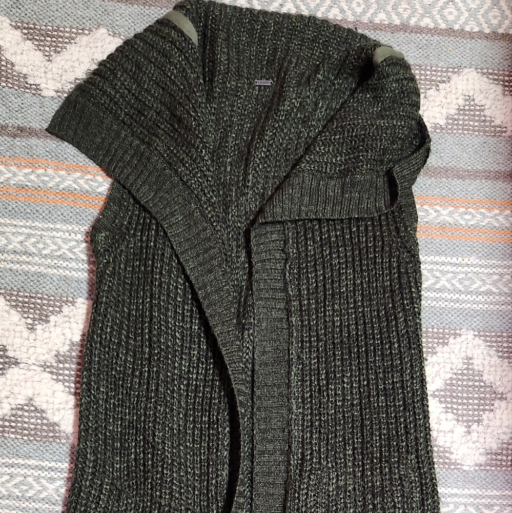 Prana Thalia Wool Blend Heathered Open Front Long Cardigan Sweater Womans Small